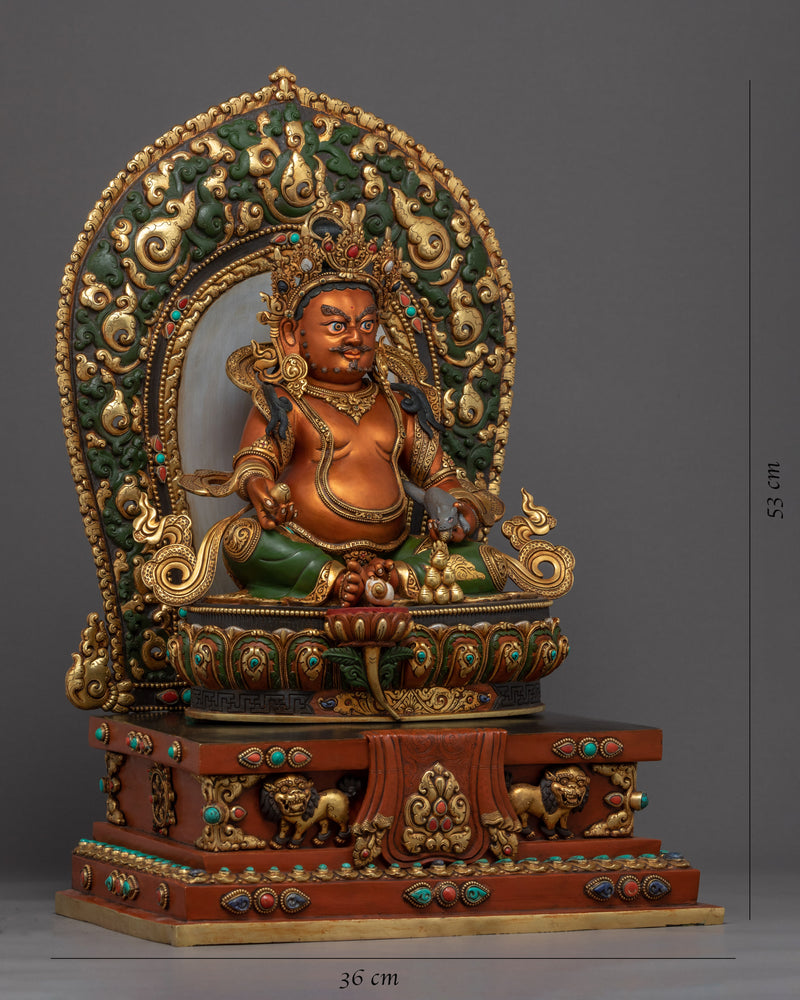 Dzambhala on Throne Statue | Rare Handmade Buddhist Sculpture