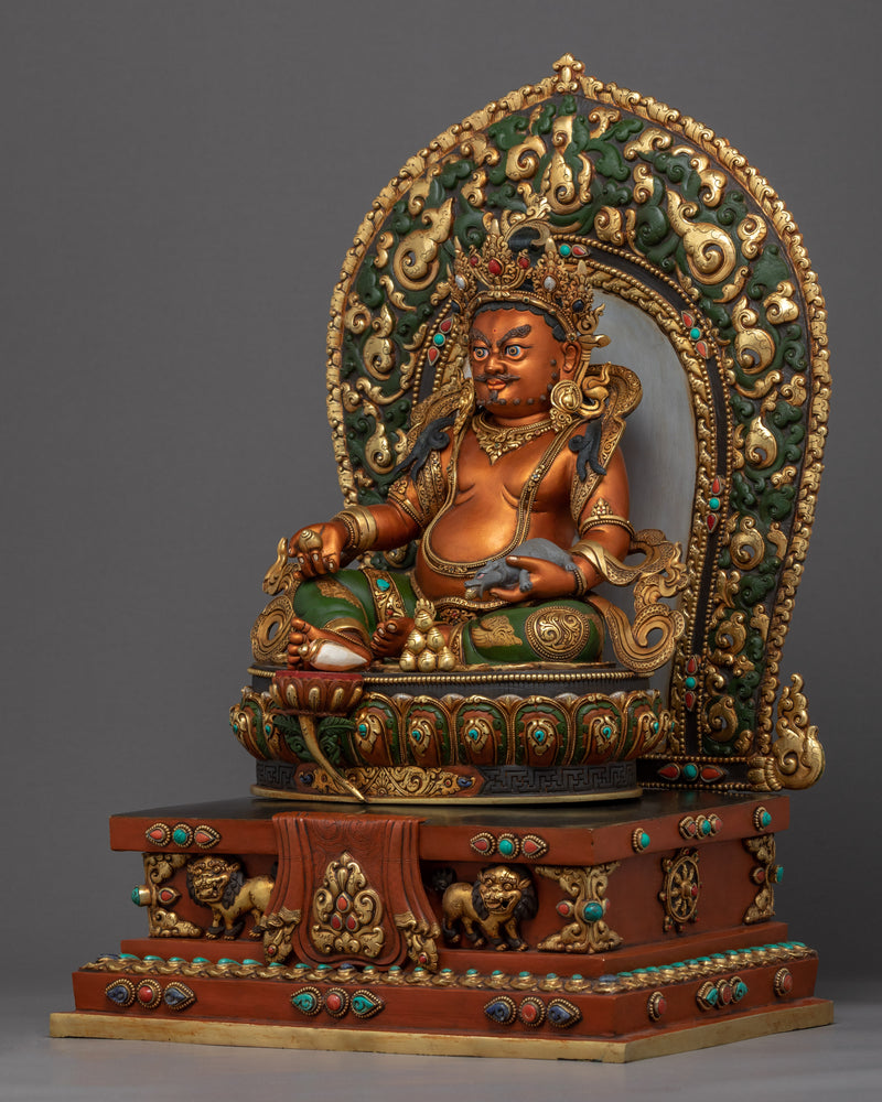 Dzambhala on Throne Statue | Rare Handmade Buddhist Sculpture