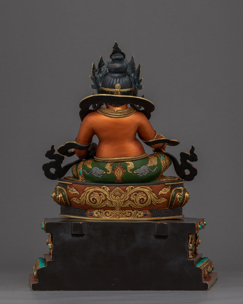 Dzambhala on Throne Statue | Rare Handmade Buddhist Sculpture