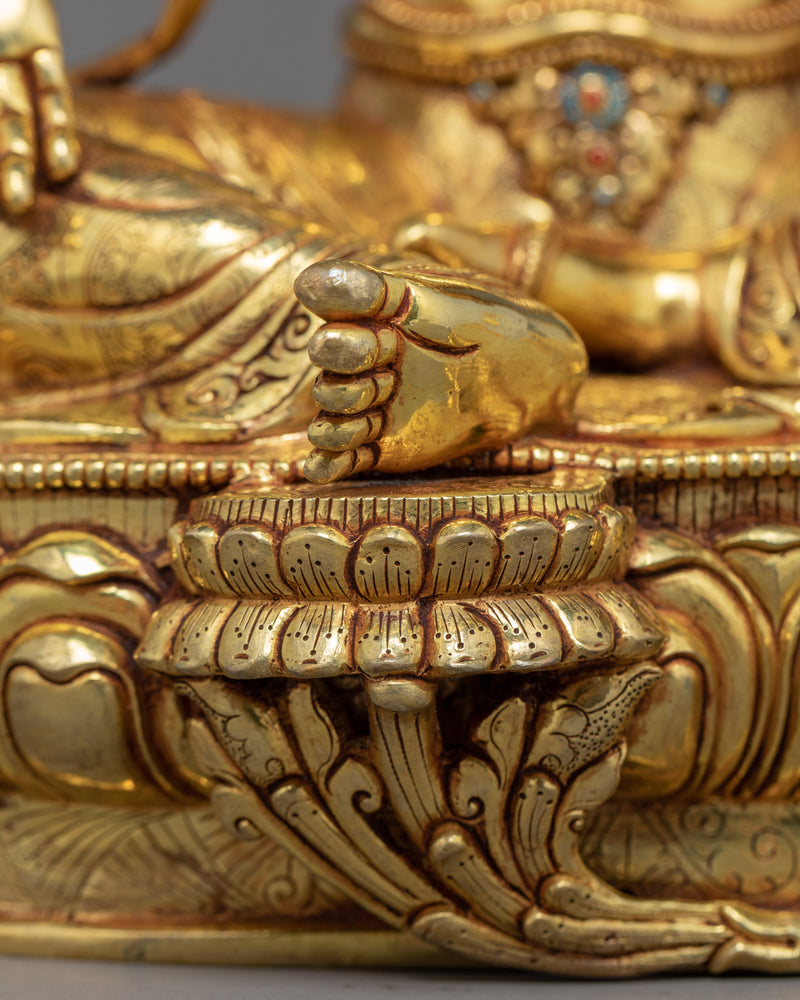 Tibetan Sculpture Green Tara | Gold Plated Himalayan Art