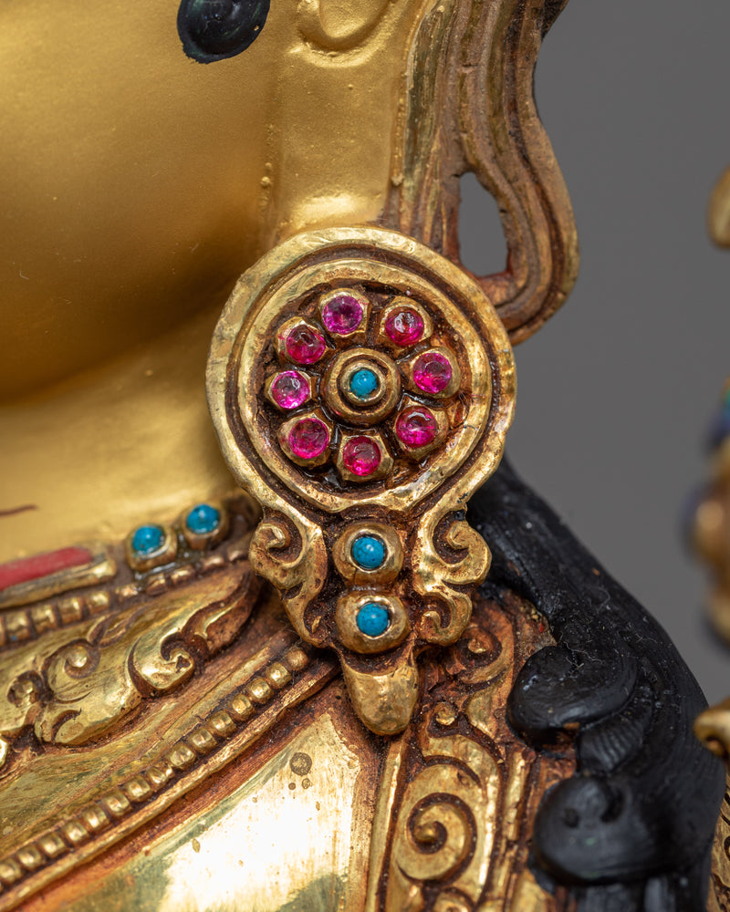 Tibetan Sculpture Green Tara | Gold Plated Himalayan Art