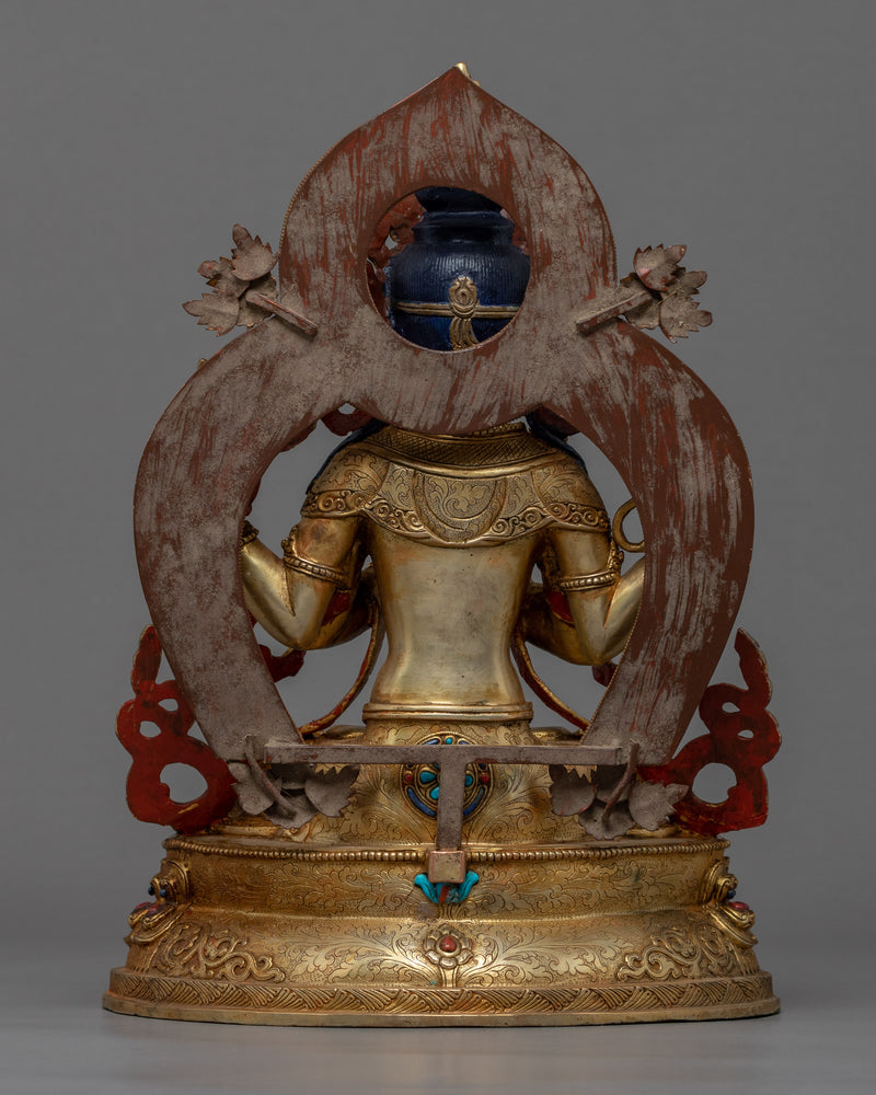 4 Arm Chenrezig Himalayan Sculpture | Traditional Tibetan Art