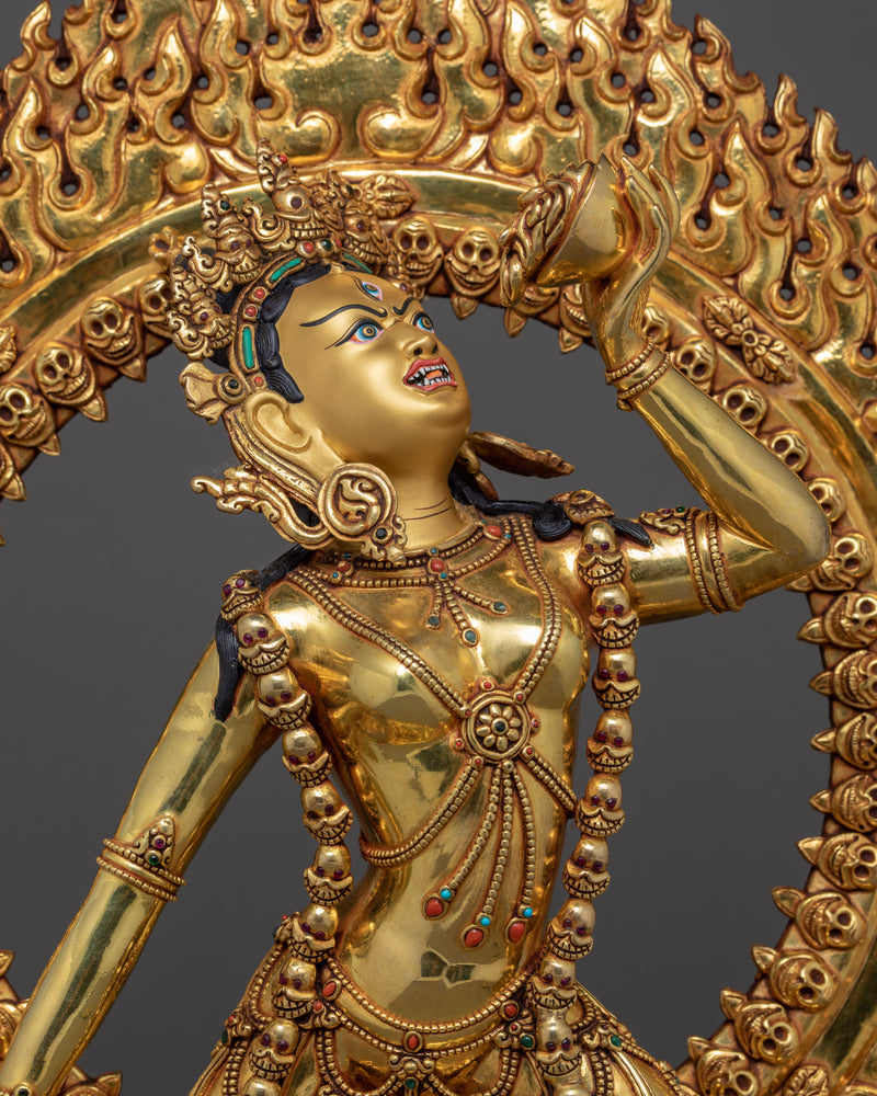 Vajrayogini Gold Sculpture | Handmade Buddhist Dakini Statue