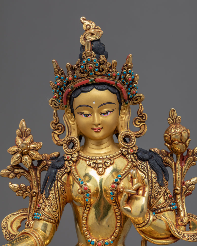 Green Tara Female Buddha | Traditional Himalayan Art Craft