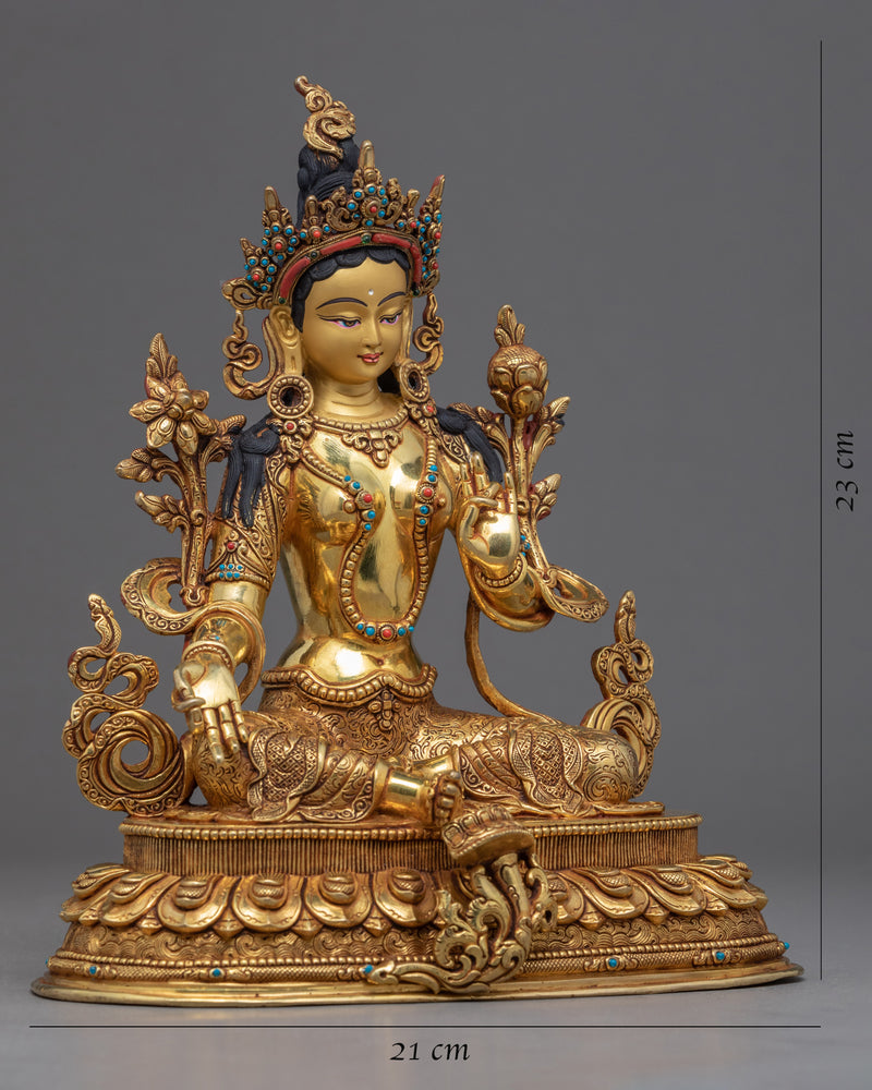 Green Tara Female Buddha | Traditional Himalayan Art Craft