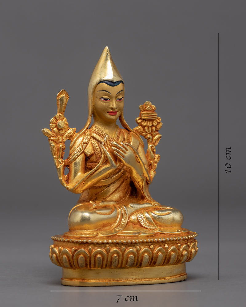 Miniature Tsongkhapa Statue | Buddhist Master Art