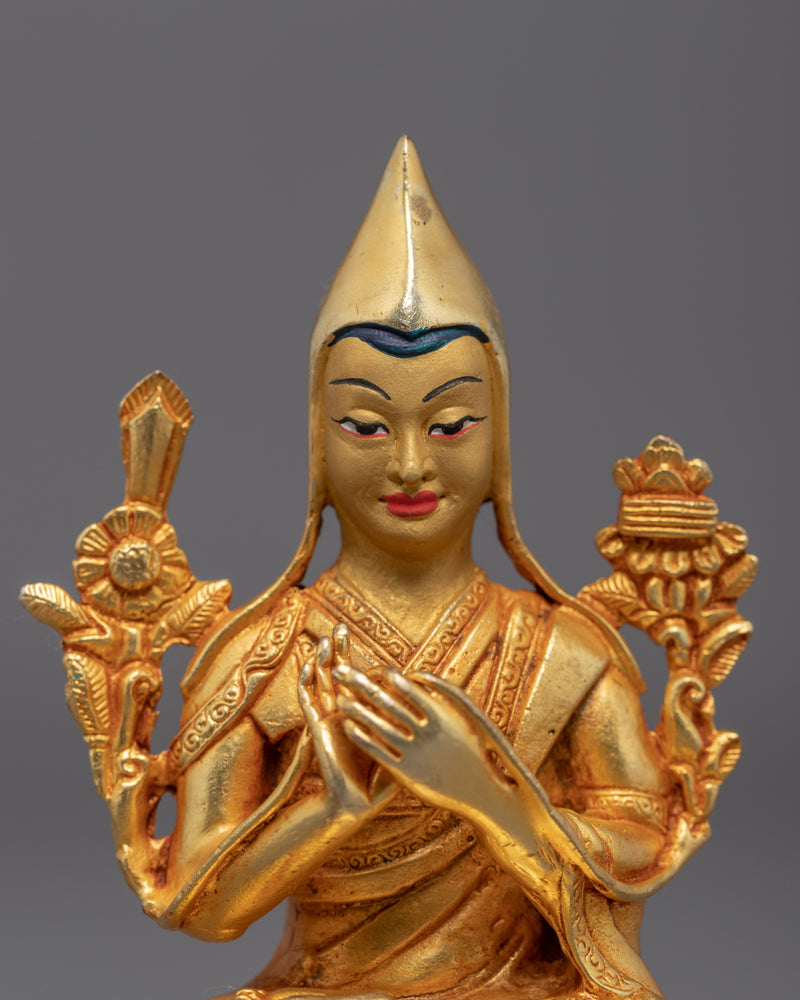 Miniature Tsongkhapa Statue | Buddhist Master Art