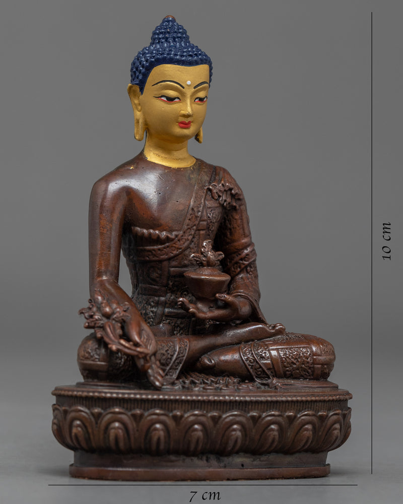 Small Medicine Buddha Statue | Traditional Oxidized Copper Statue