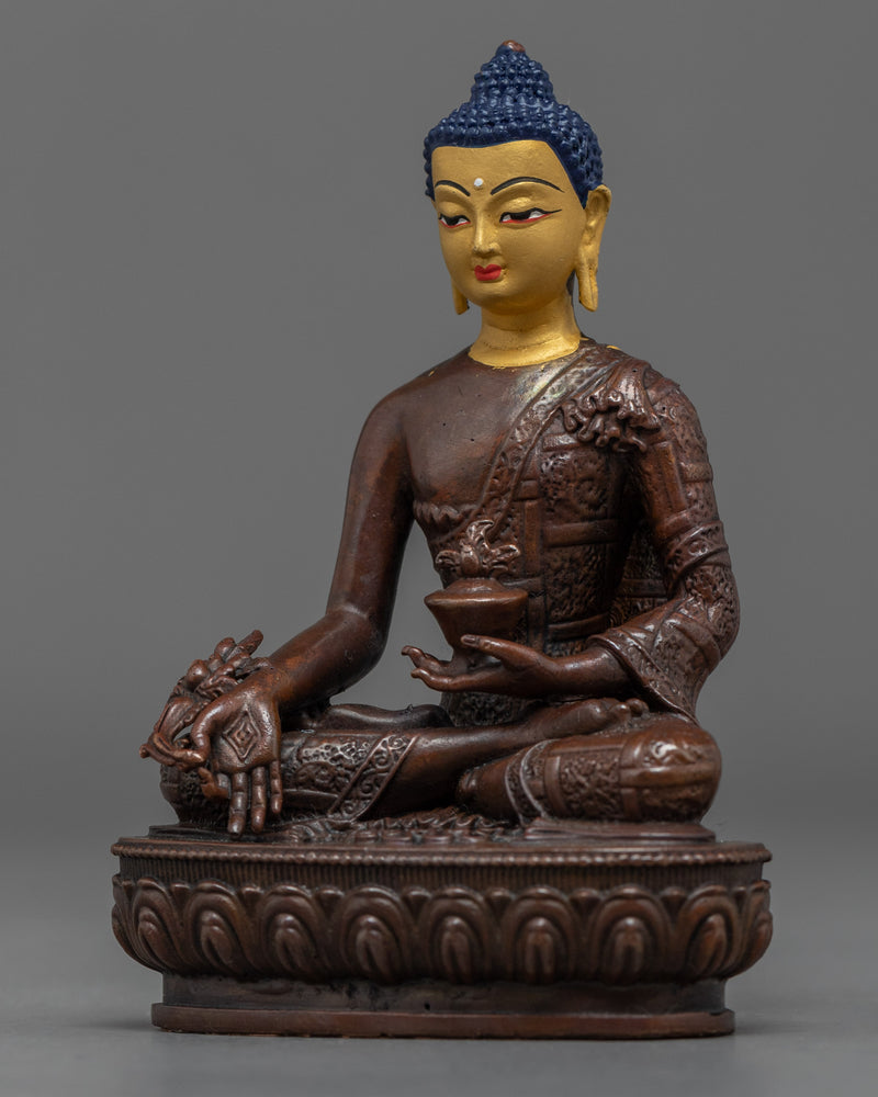 Small Medicine Buddha Statue | Traditional Oxidized Copper Statue