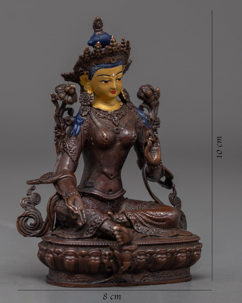 Miniature Green Tara Sculpture | Himalayan Buddhist Art