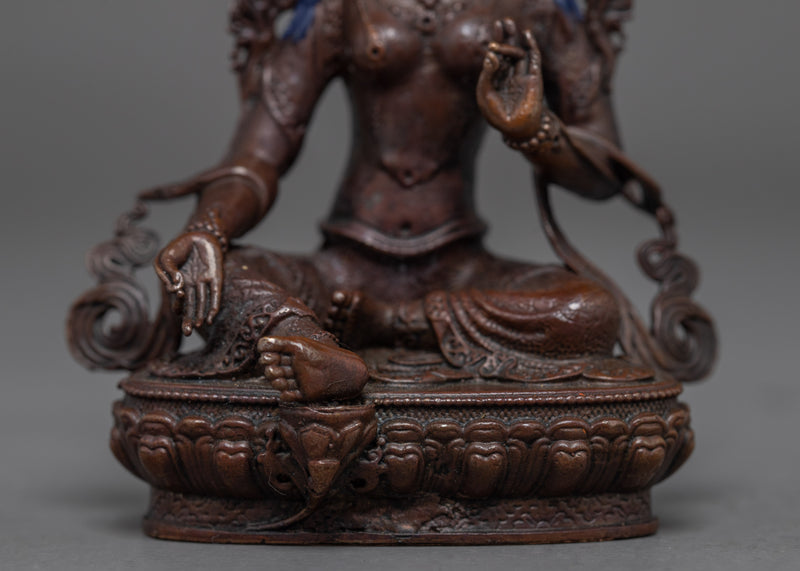 Miniature Green Tara Sculpture | Himalayan Buddhist Art