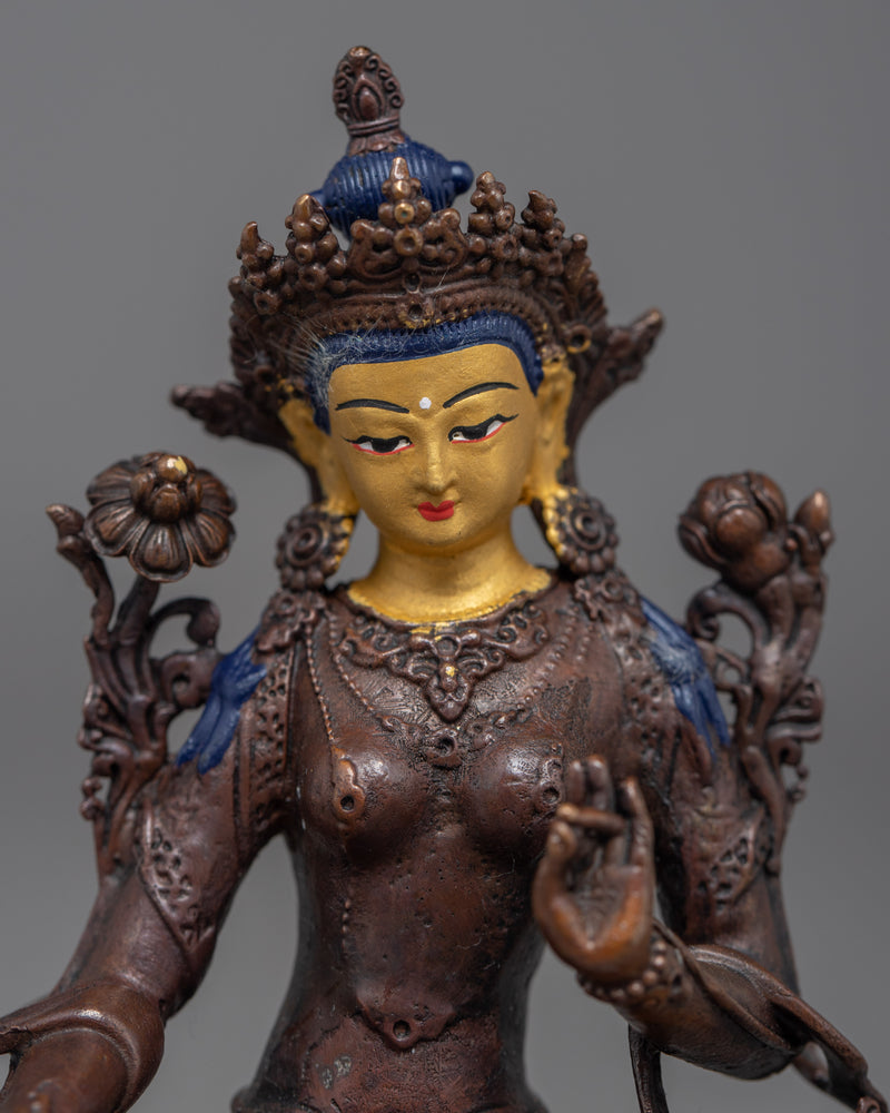 Miniature Green Tara Sculpture | Himalayan Buddhist Art