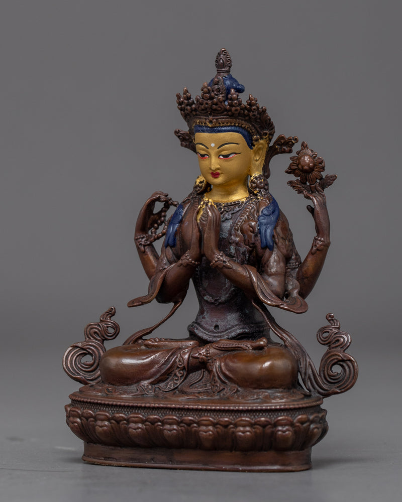 Miniature Chenrezig Statue | Compassionate Bodhisattva