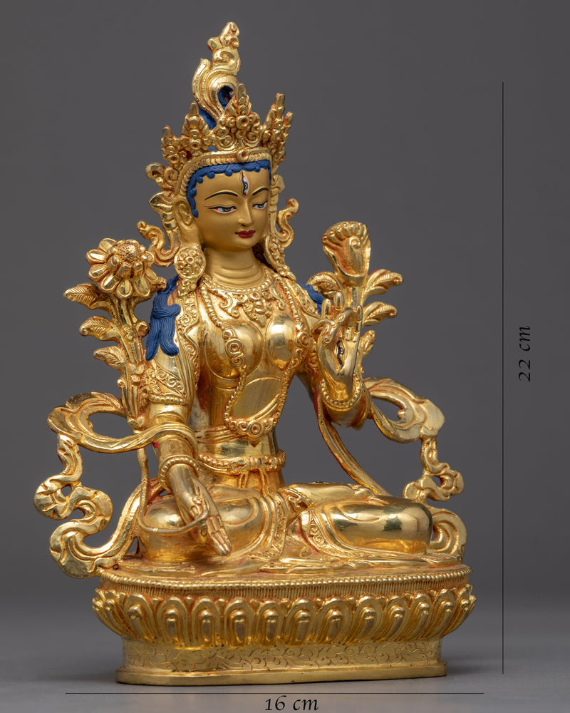 White Tara Gold Sculpture | Traditional Himalayan Sculpture