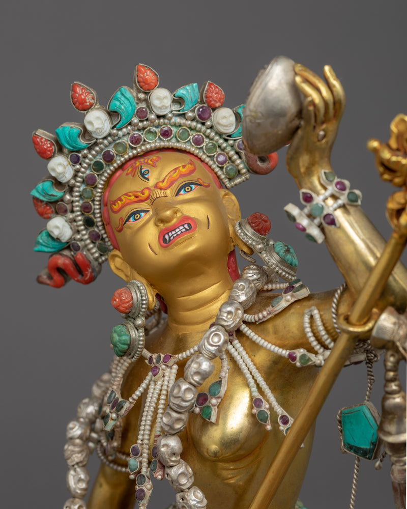 Dakini Vajrayogini Sculpture | Traditional Hand-carved Red Dakini