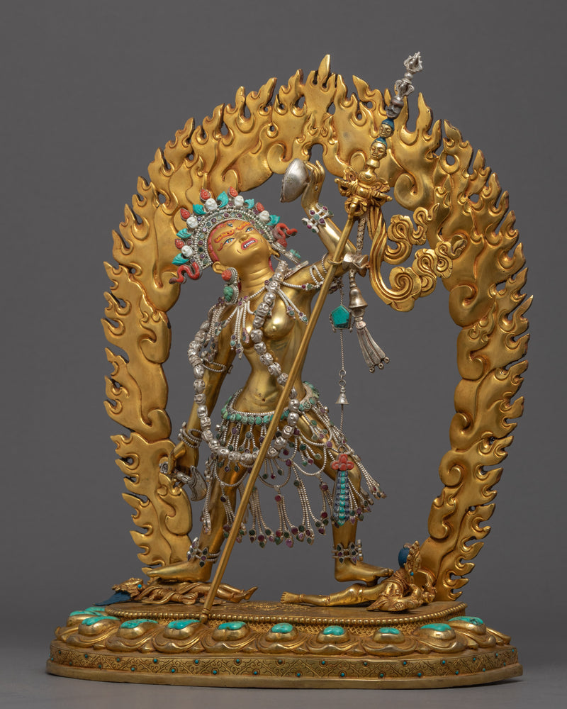 Dakini Vajrayogini Sculpture | Traditional Hand-carved Red Dakini