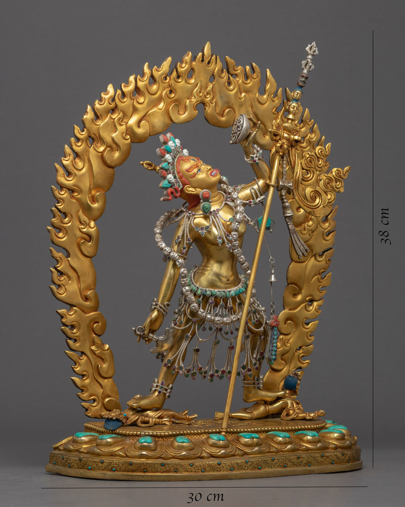 Dakini Vajrayogini Sculpture | Traditional Hand-carved Red Dakini