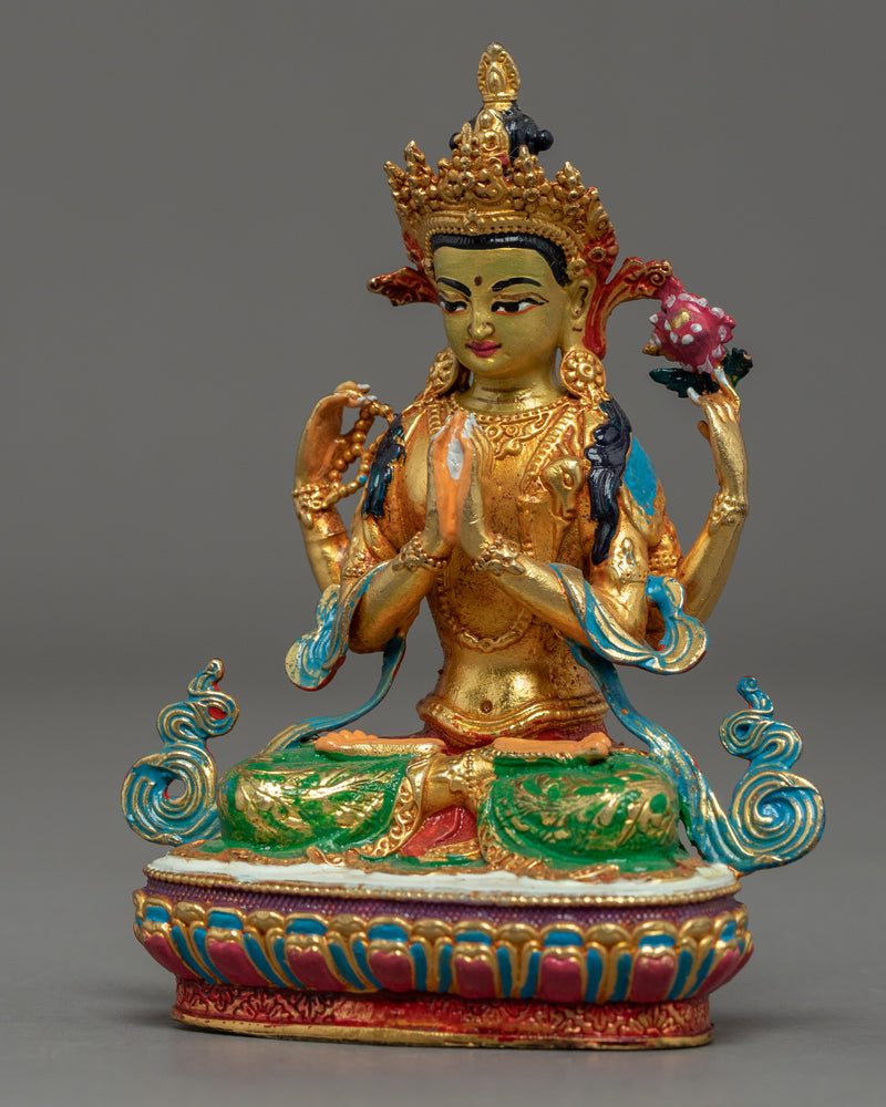 Statue of the 4 Armed Chenrezig | Compassion Deity