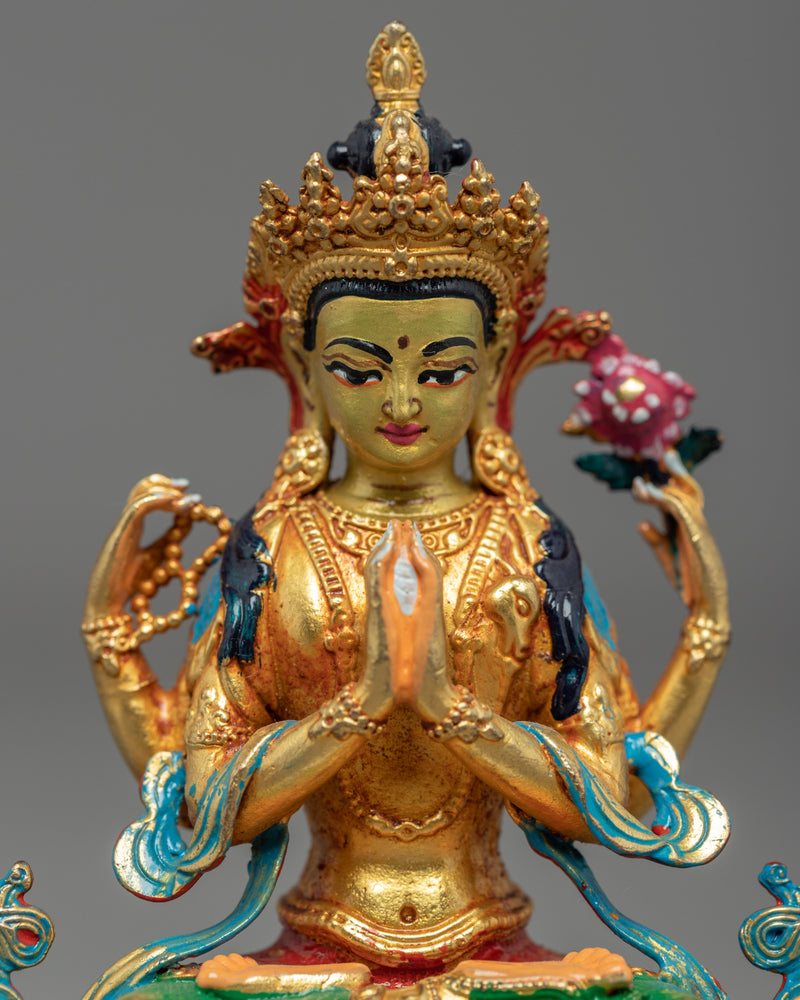 Statue of the 4 Armed Chenrezig | Compassion Deity