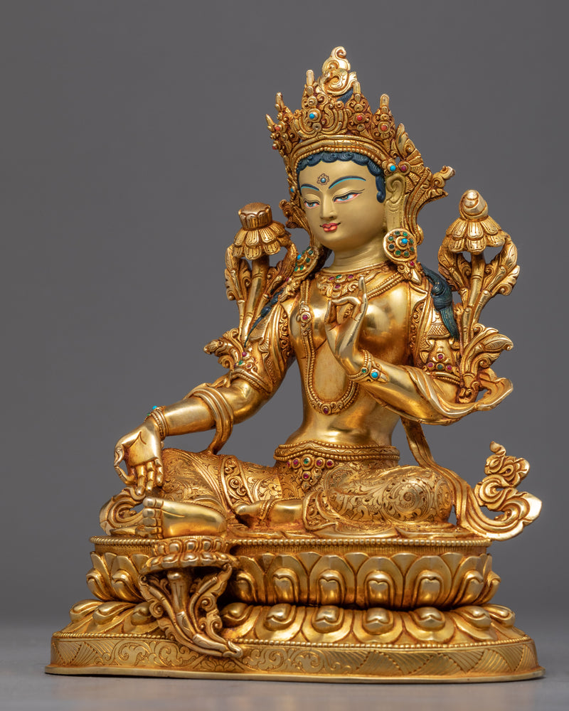 Tibetan Green Tara Sculpture | Hand-crafted Mother Tara Statue