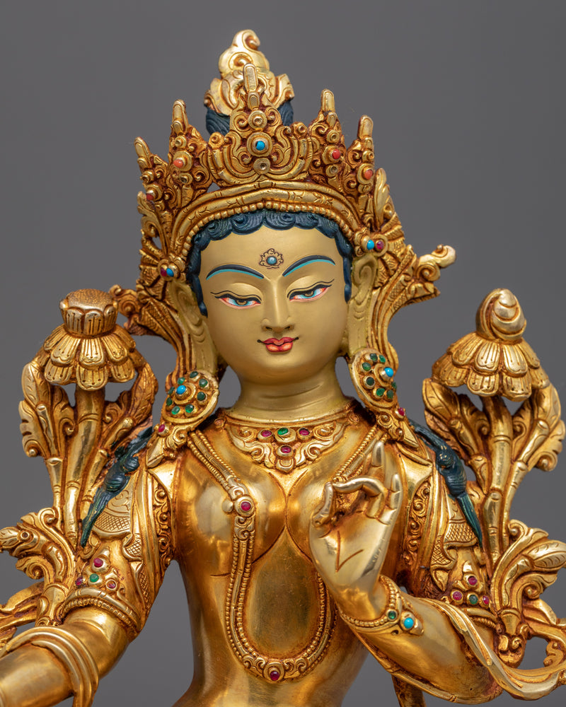 Tibetan Green Tara Sculpture | Hand-crafted Mother Tara Statue