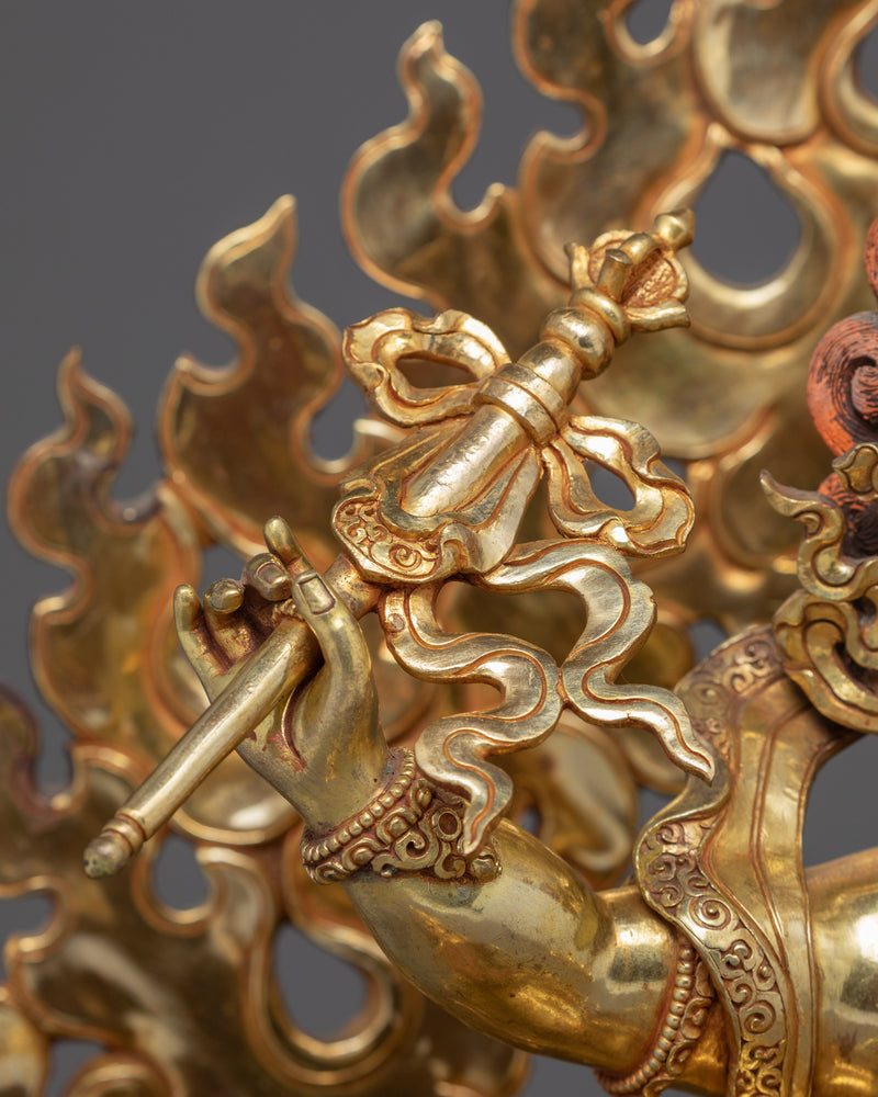 White Dzambhala Statue | 24K Gold Plated Tibetan Artcraft