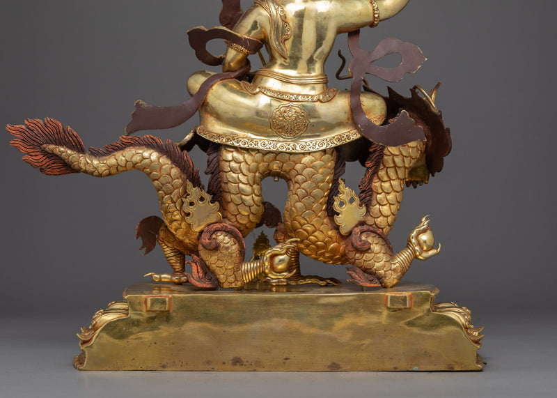 White Dzambhala Statue | 24K Gold Plated Tibetan Artcraft