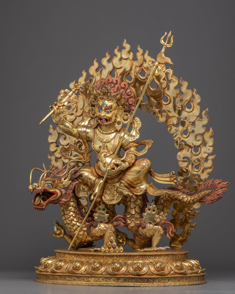 White Dzambhala Statue | 24K Gold Plated Tibetan Artcraft