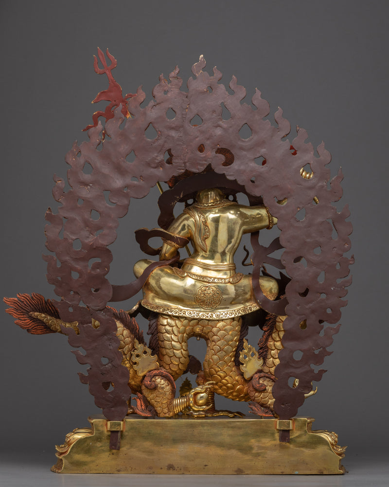 White Dzambhala Statue | 24K Gold Plated Tibetan Artcraft