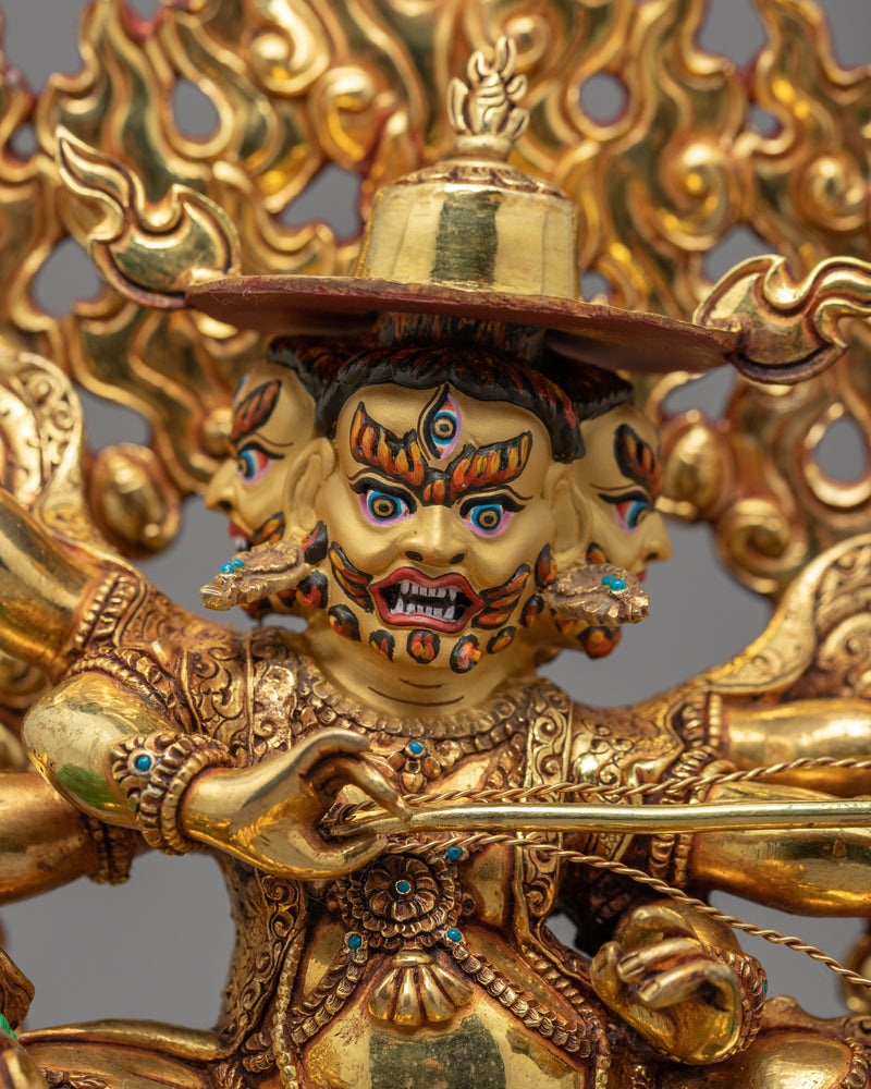 Pehar Gyalpo Statue | The Kind of Worldly Protector | Gold Gilded Statue