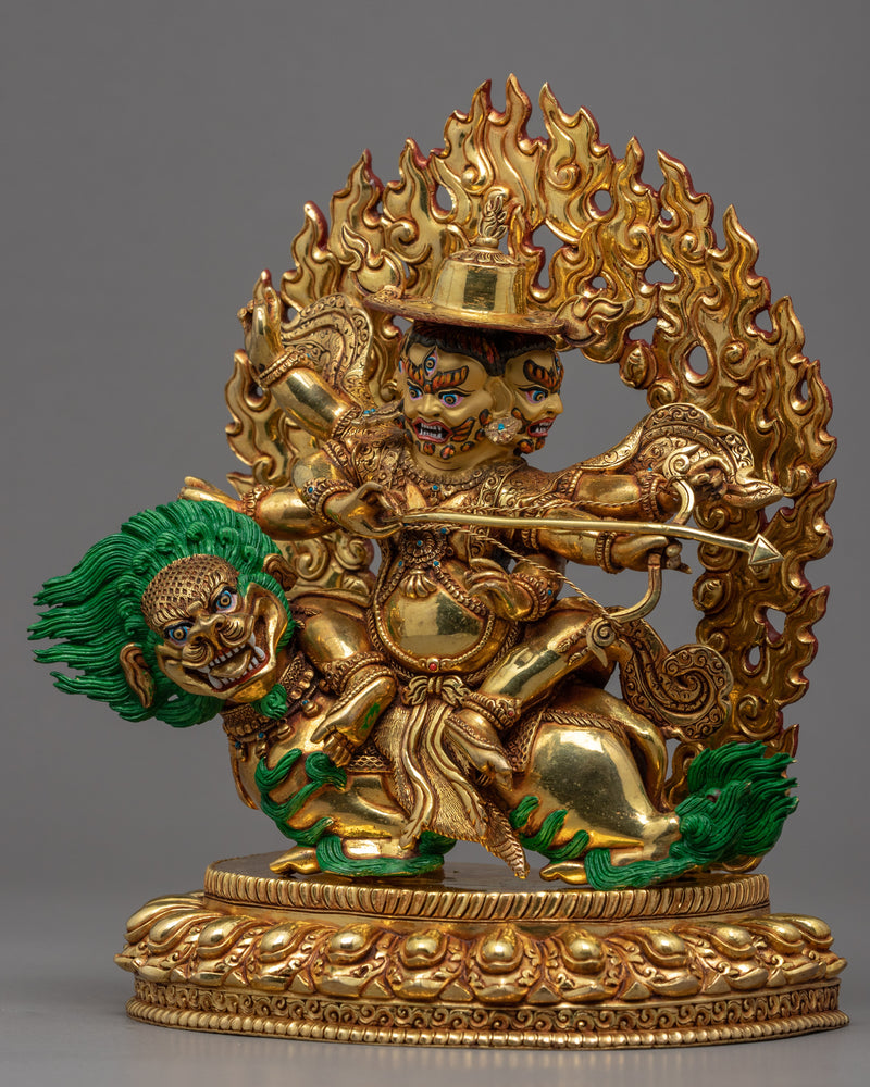 Pehar Gyalpo Statue | The Kind of Worldly Protector | Gold Gilded Statue