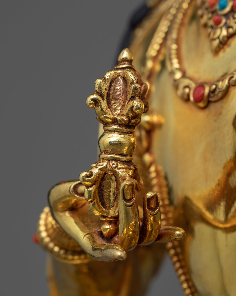 Tibetan Vajrasattva Statue | Gold Gilded Traditional Art