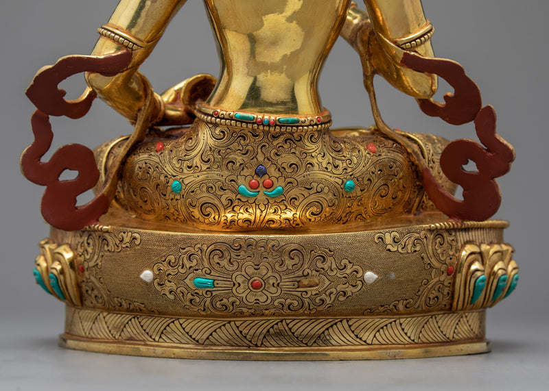 Tibetan Vajrasattva Statue | Gold Gilded Traditional Art