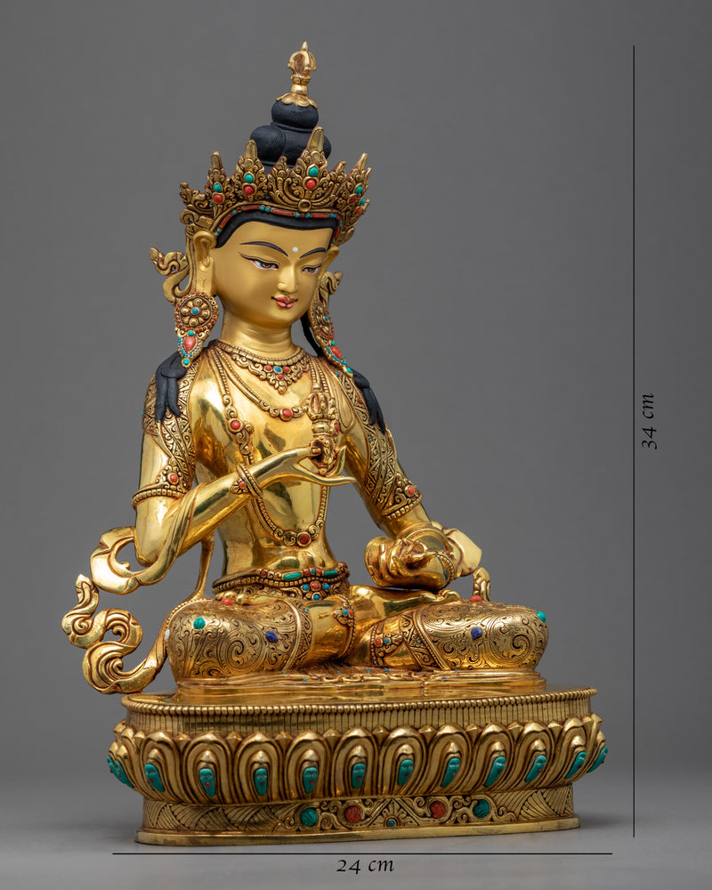 Tibetan Vajrasattva Statue | Gold Gilded Traditional Art