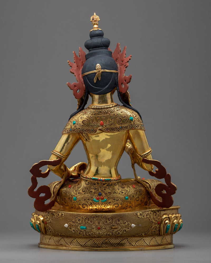 Tibetan Vajrasattva Statue | Gold Gilded Traditional Art