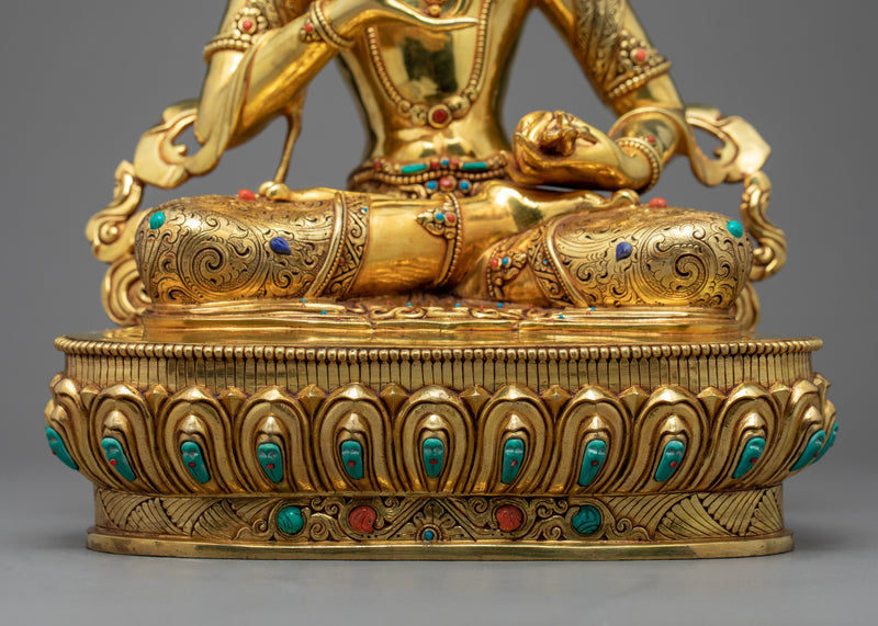 Tibetan Vajrasattva Statue | Gold Gilded Traditional Art