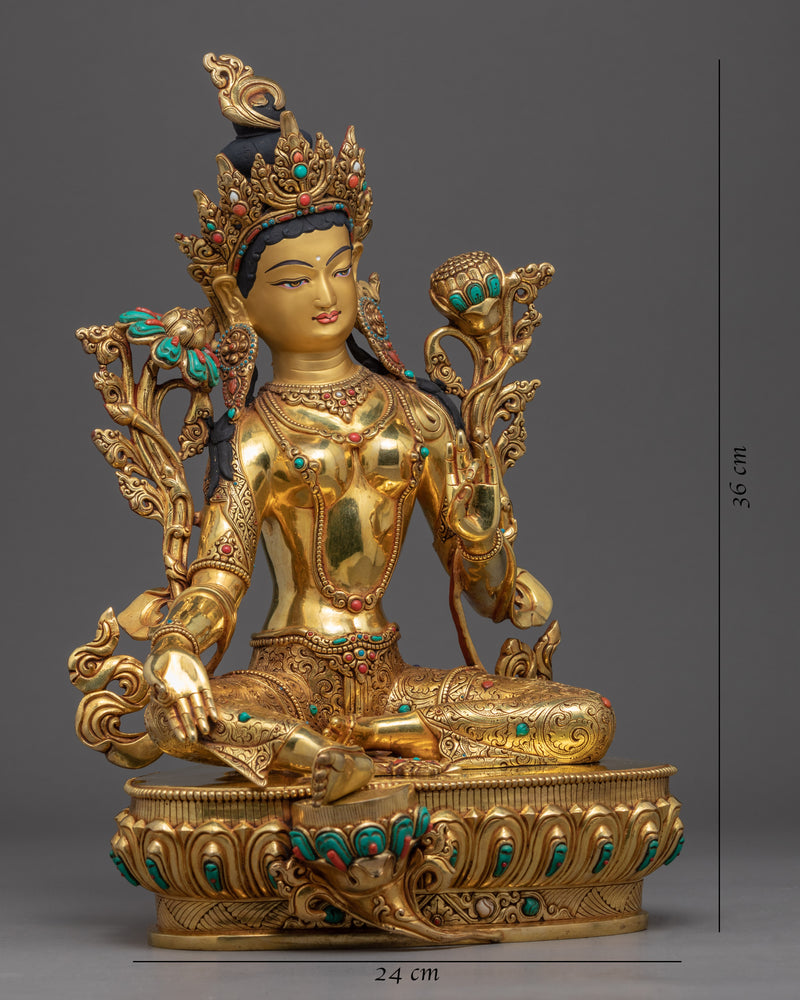 Green Tara Female Buddha |  Hand-crafted Mother Tara Statue