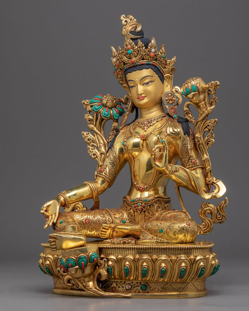 Green Tara Female Buddha |  Hand-crafted Mother Tara Statue