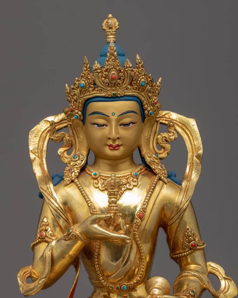 Vajrasattva Meditation Statue | Gold Gilded Traditional Vajrasattva Art