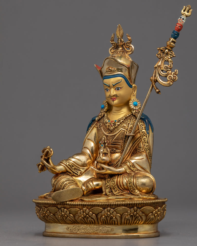 Semi-Wrathful Guru Rinpoche Statue | Hand-Carved Buddhist Deity Sculpture