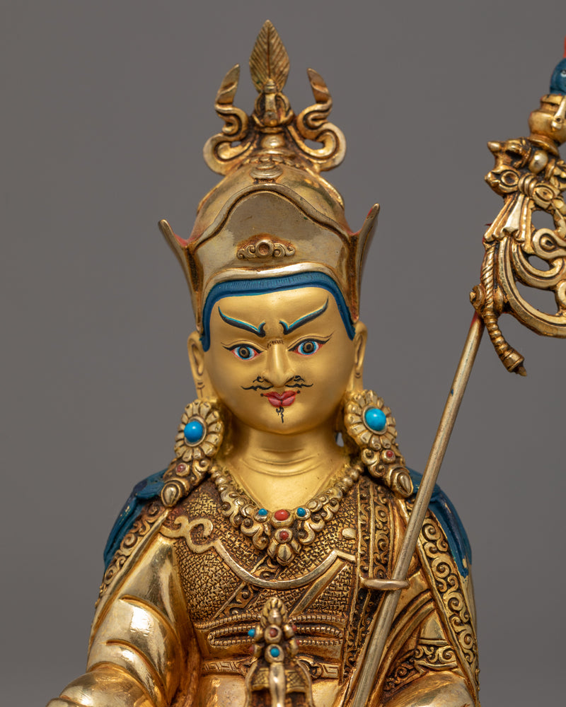 Semi-Wrathful Guru Rinpoche Statue | Hand-Carved Buddhist Deity Sculpture