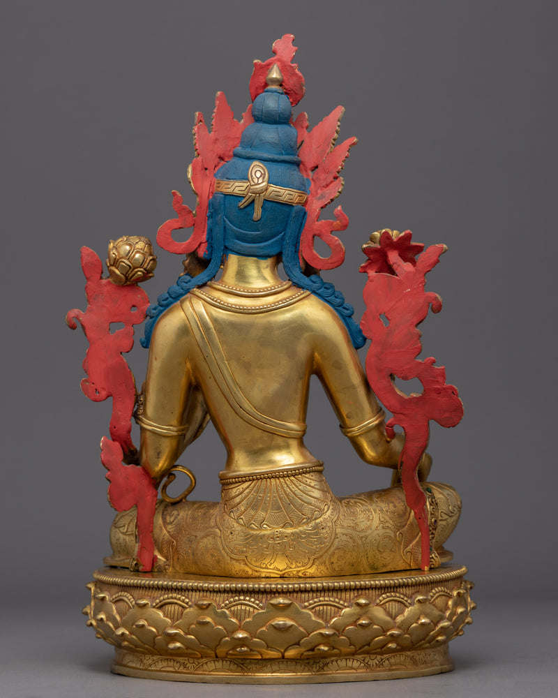 Green Tara Female Buddha Art | Mother Tara Statue | 24k Gold Gilded