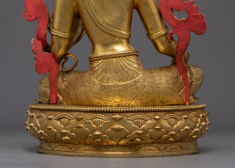 Green Tara Female Buddha Art | Mother Tara Statue | 24k Gold Gilded