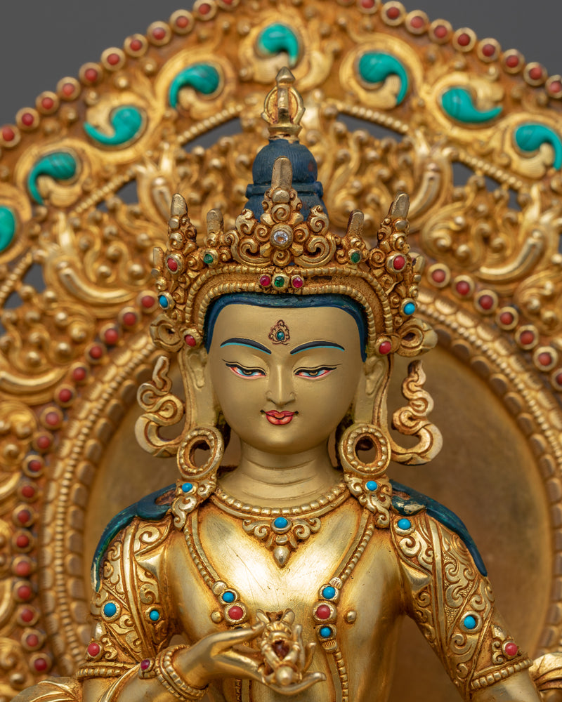 Vajrasattva Sculpture Nepal | Gold Gilded Traditional Art