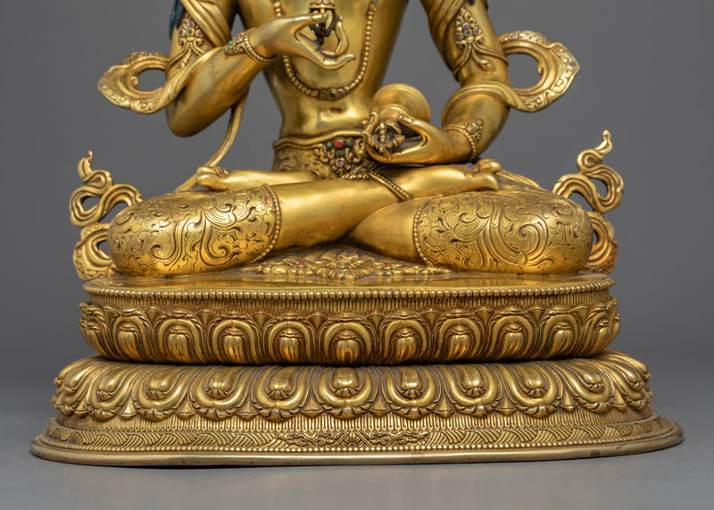 Vajrasattva Yidam Statue | Gold Gilded | Traditional Vajrasattva Art