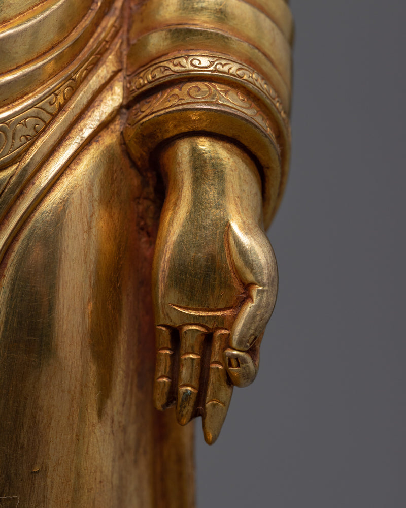 Standing Shakyamuni Buddha Statue | Gold Glided Traditional Art