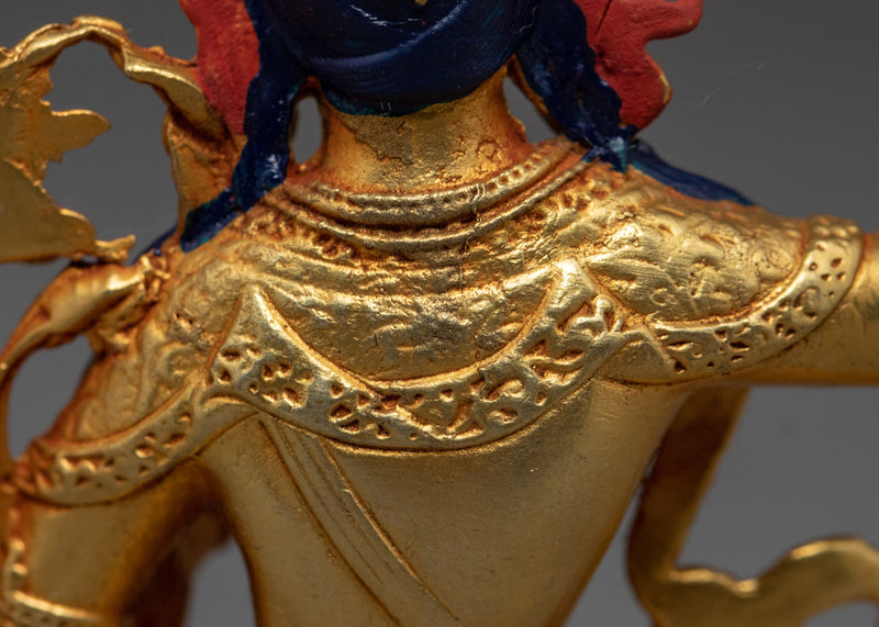 Tibetan Manjushri Gold Sculpture | Traditional Himalayan Art