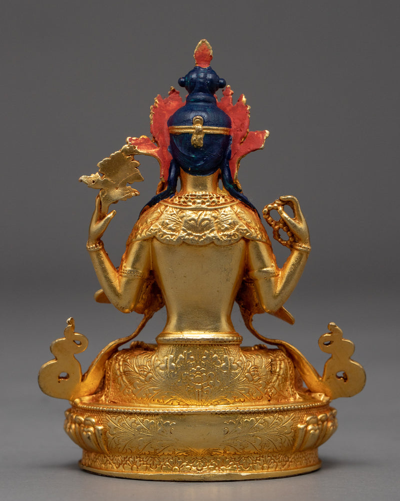 Chenrezig Avalokiteshvara Statue | Gold Gilded Compassion Deity