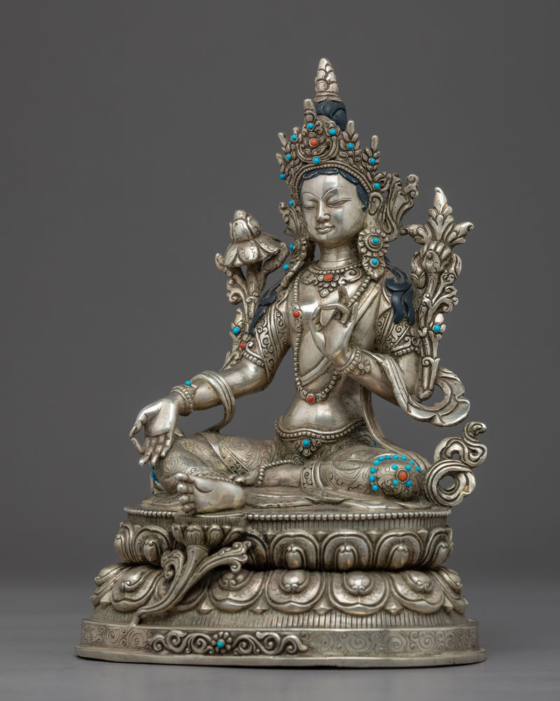 Buddha Art Green Tara Sculpture | Himalayan Mother Tara Art