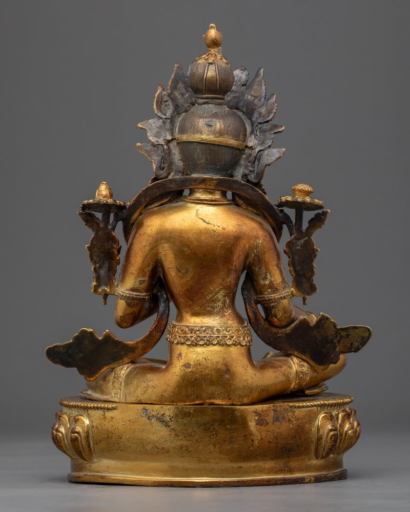 Meditating Female Buddha Statue | Tibetan Green Tara Art